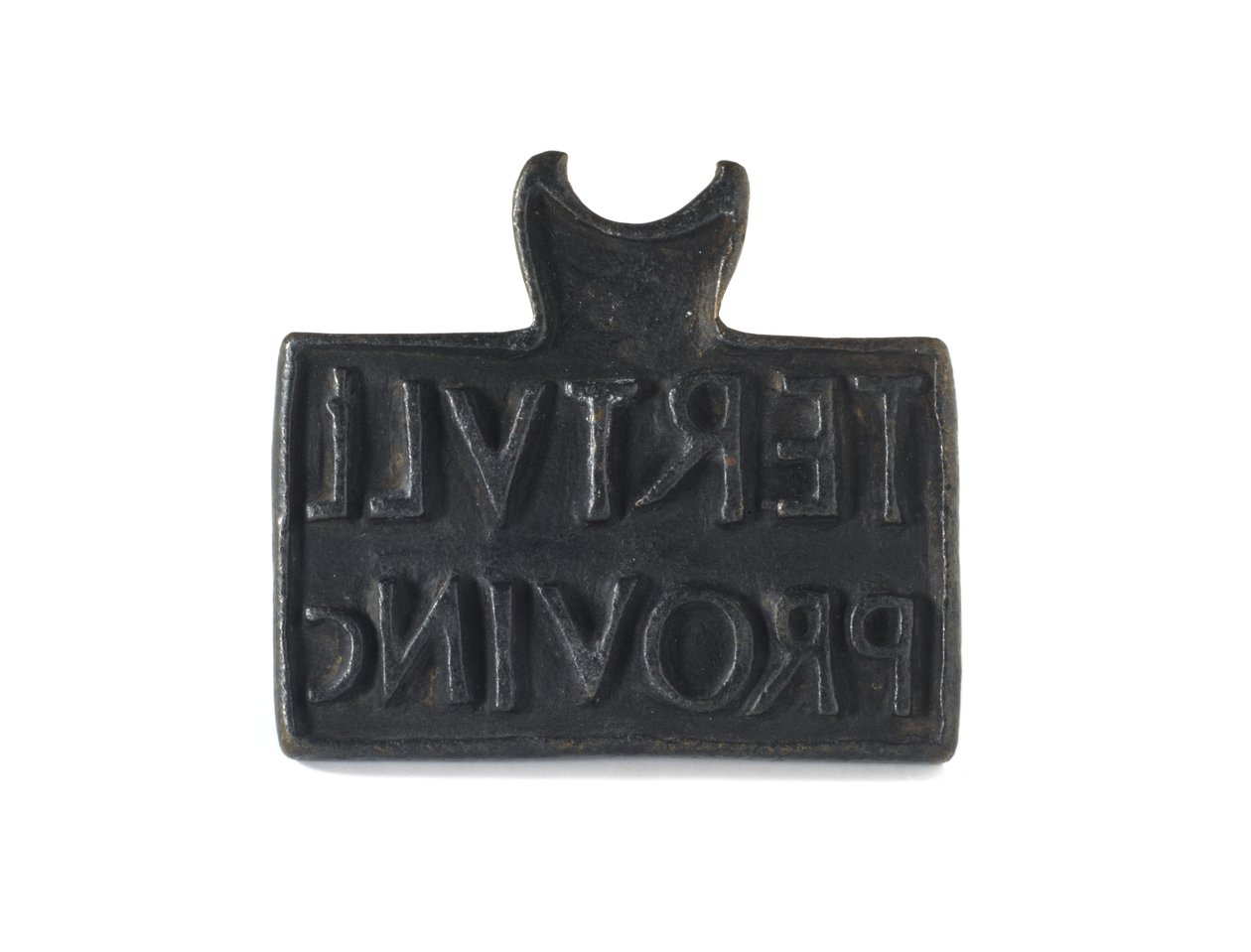 Timbro romano usato per timbrare prodotti o proprietà, da Cramond, Midlothian, 140-211 d.C. da Roman Roman