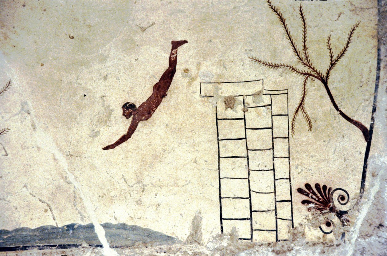 Affresco romano della tomba chiamata il tuffatore da Roman Roman
