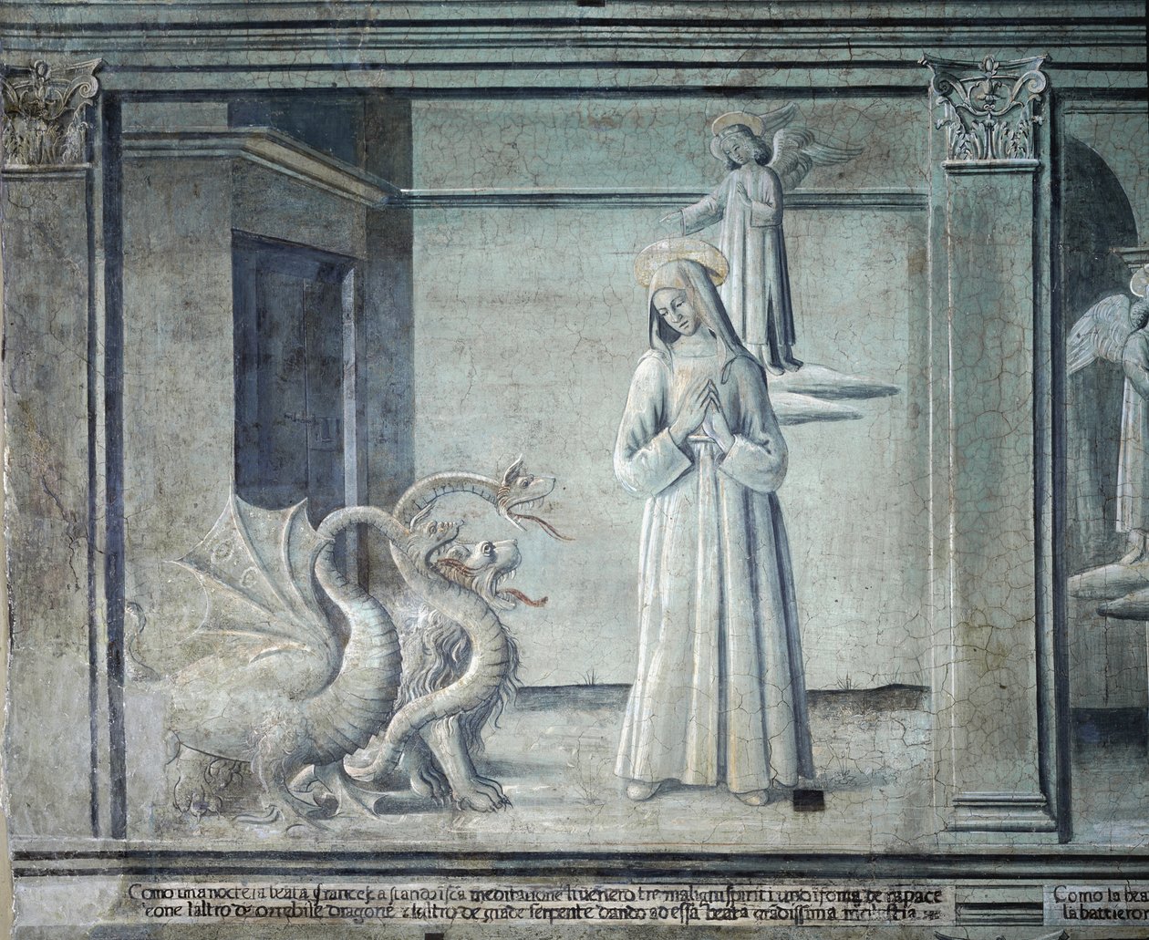 Vita di santa Francesca Romana, perseguitata dai demoni sotto forma di mostri, della scuola romana da Roman School