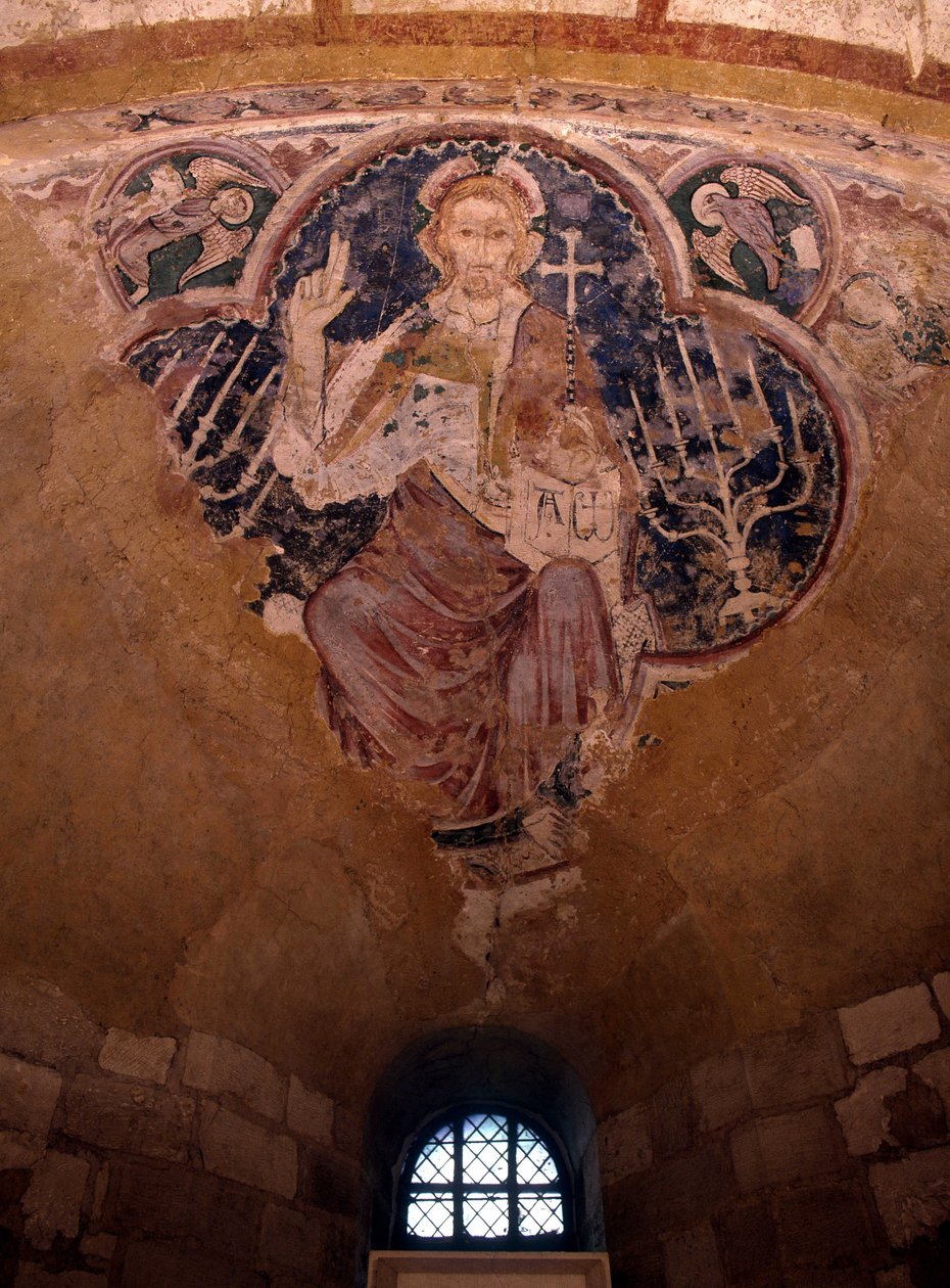 Cristo in maestà (in gloria). Affresco del XIII secolo, cripta della Cattedrale di Auxerre da Romanesque