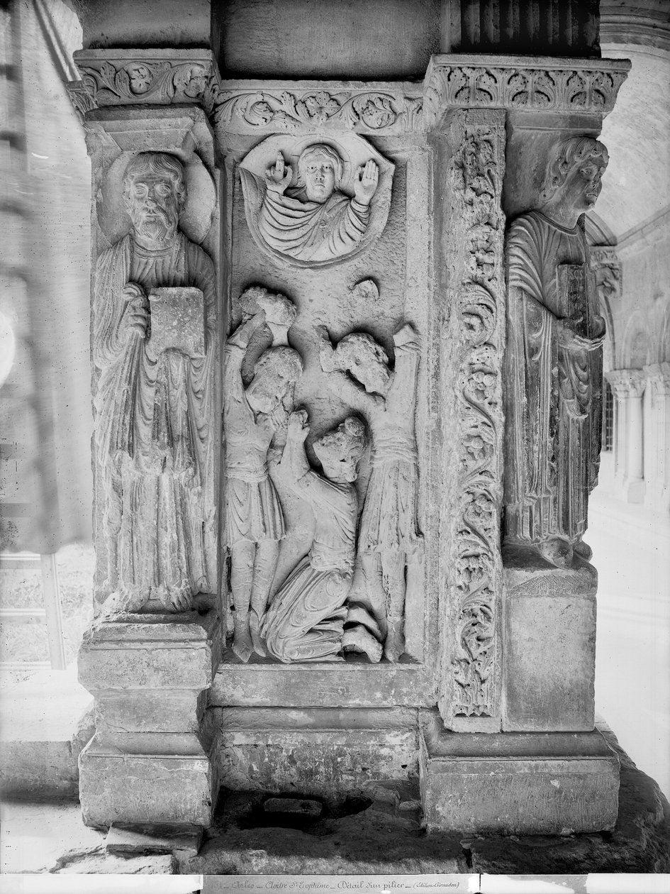 La lapidazione di Santo Stefano, da un pilastro nel chiostro da Romanesque
