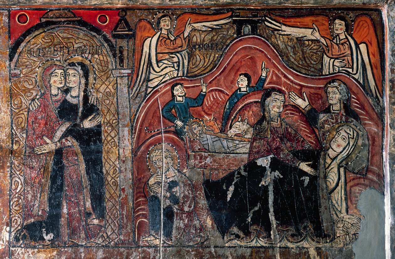 La Visitazione e La Natività con le levatrici Celomi e Salome (dettaglio) da Romanesque