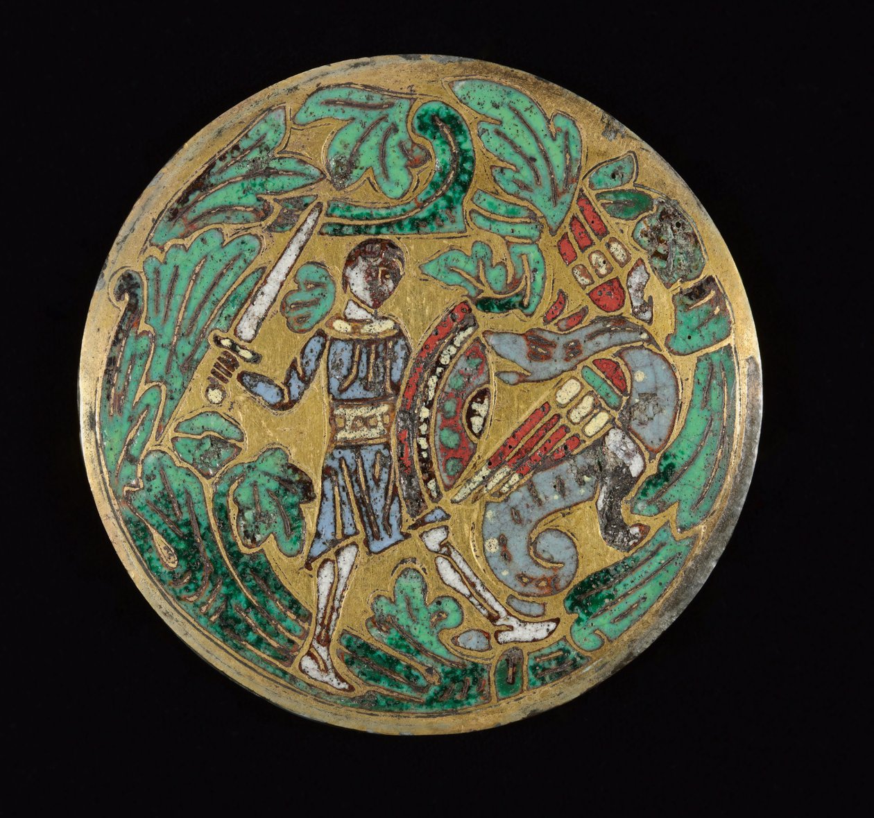 Guerriero che combatte un drago, c.1170-1180 da Romanesque