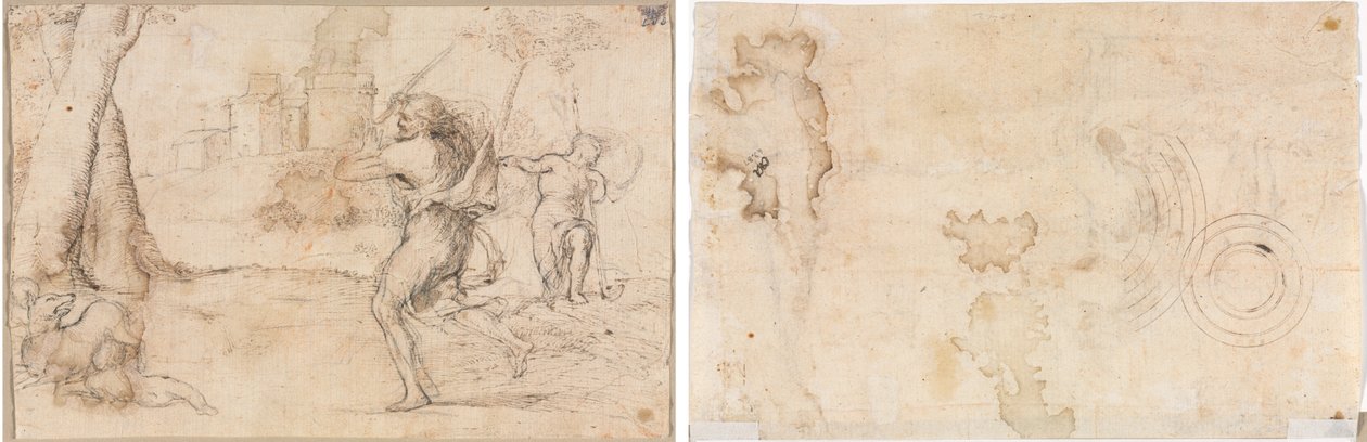 Romolo e Remo trovati da Faustolo (recto) Cerchi concentrici (verso) da Romanino