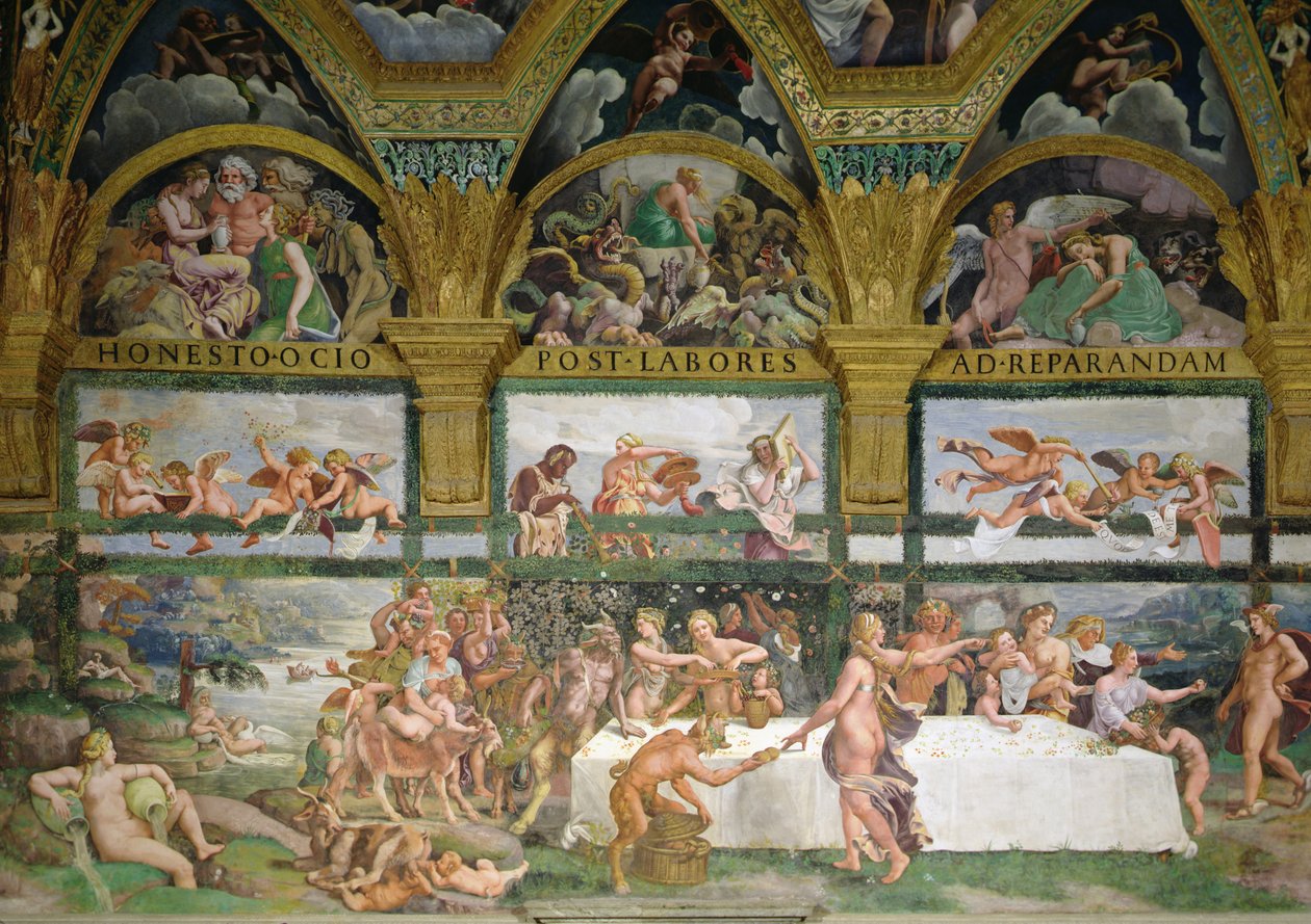 Camera di Cupido e Psiche, preparativi per il banchetto degli dei per il matrimonio di Cupido e Psiche da Romano Giulio
