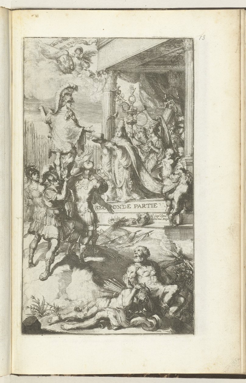 Pagina del titolo per la seconda parte di Guerre delle Fiandre da Romeyn de Hooghe (attributed to)