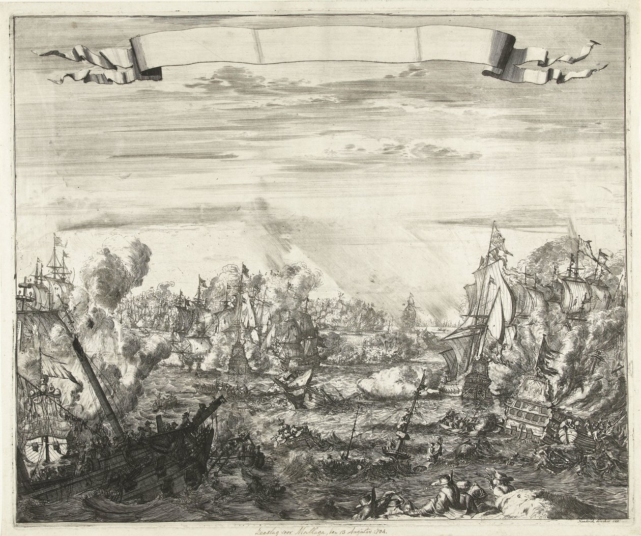 Battaglia navale a Malaga, 1704 da Romeyn de Hooghe (attributed to)