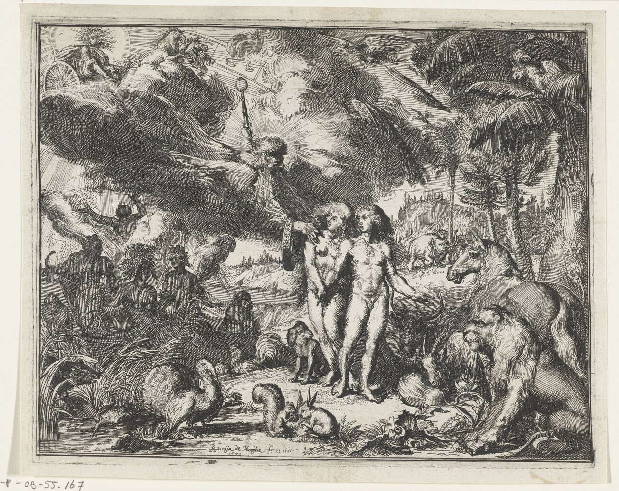 Adamo ed Eva nel paradiso da Romeyn de Hooghe