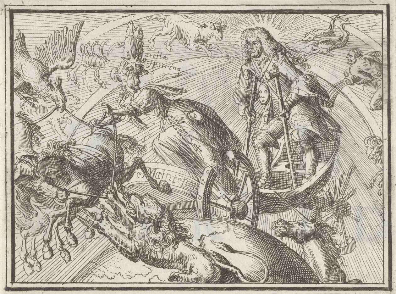 Caricatura che raffigura Luigi XIV come Apollo sul suo carro, 1701 da Romeyn de Hooghe