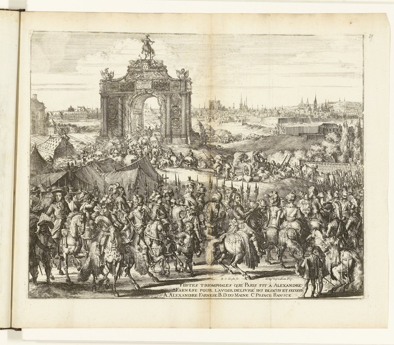 Ingresso trionfale di Farnese dopo la liberazione di Parigi, 1590 da Romeyn de Hooghe