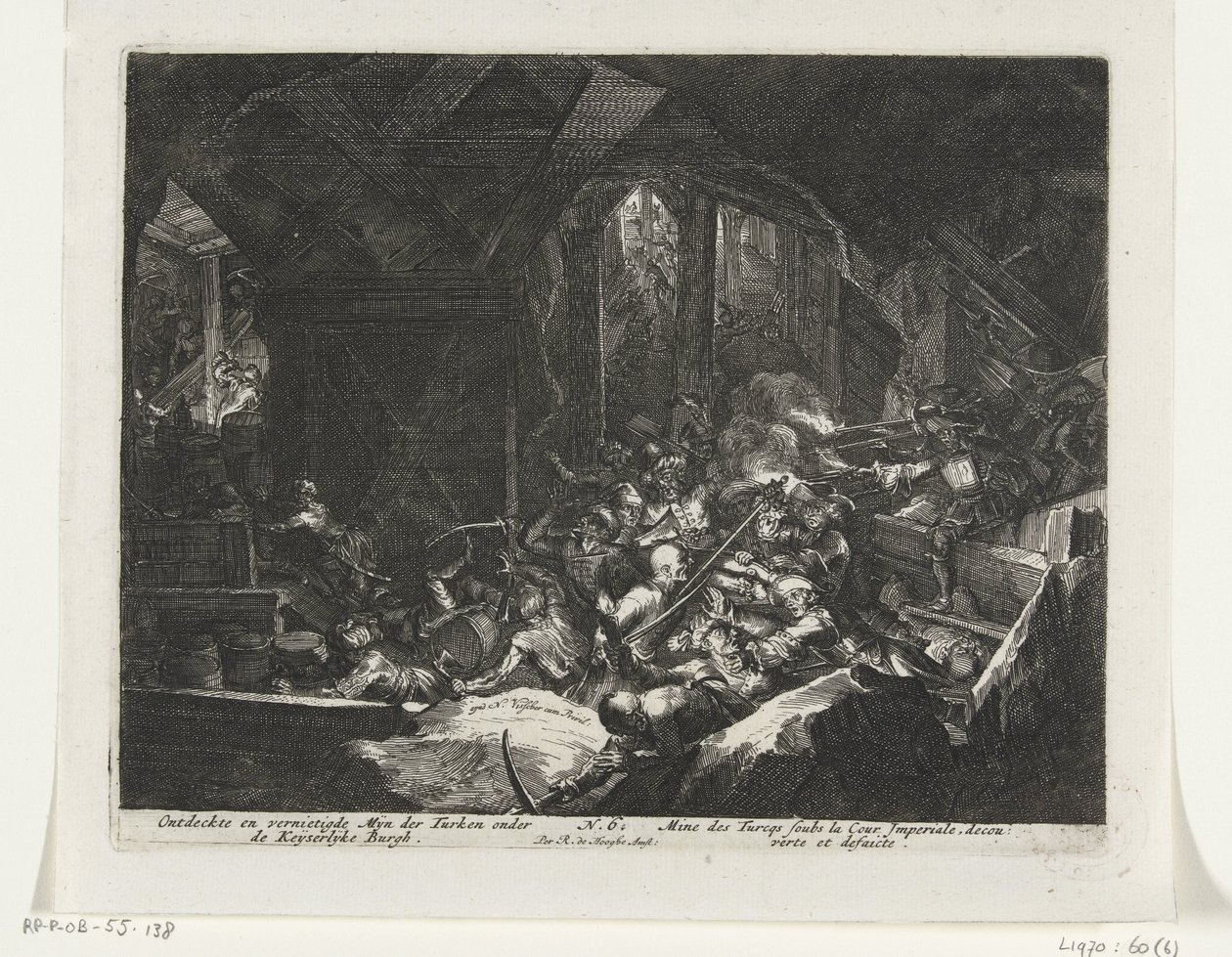 Gli Asburgo scacciano gli assedianti turchi dalle gallerie sotto il castello imperiale da Romeyn de Hooghe