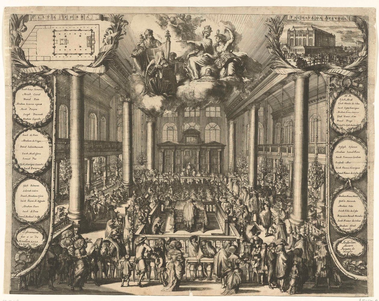 Inaugurazione della sinagoga portoghese ad Amsterdam da Romeyn de Hooghe