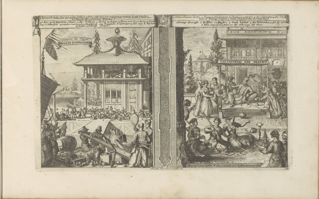 Commercio giapponese; Corte del re dei Calaminhans da Romeyn de Hooghe
