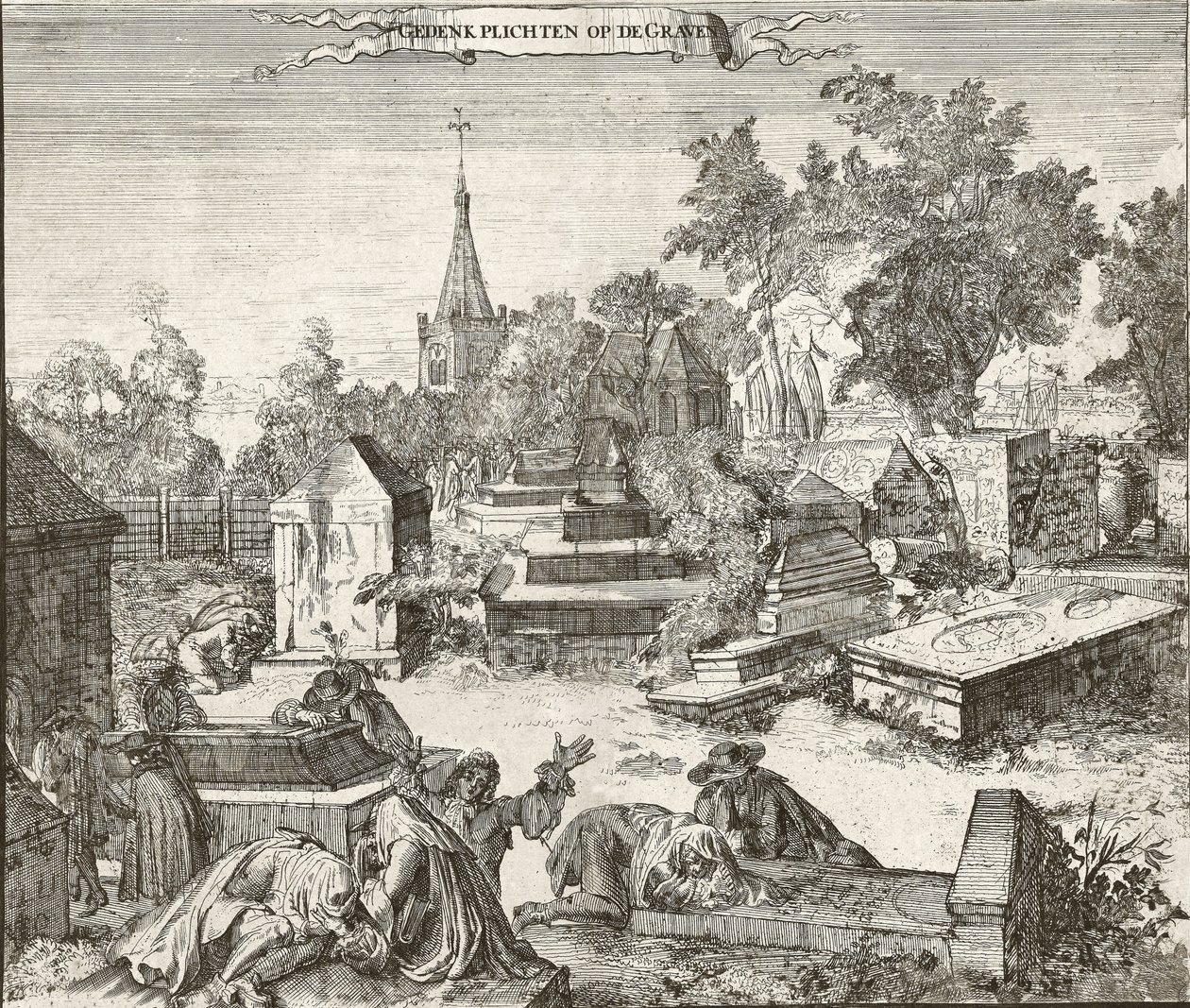 Lutto nel cimitero ebraico-portoghese di Beth Haim di Ouderkerk sull