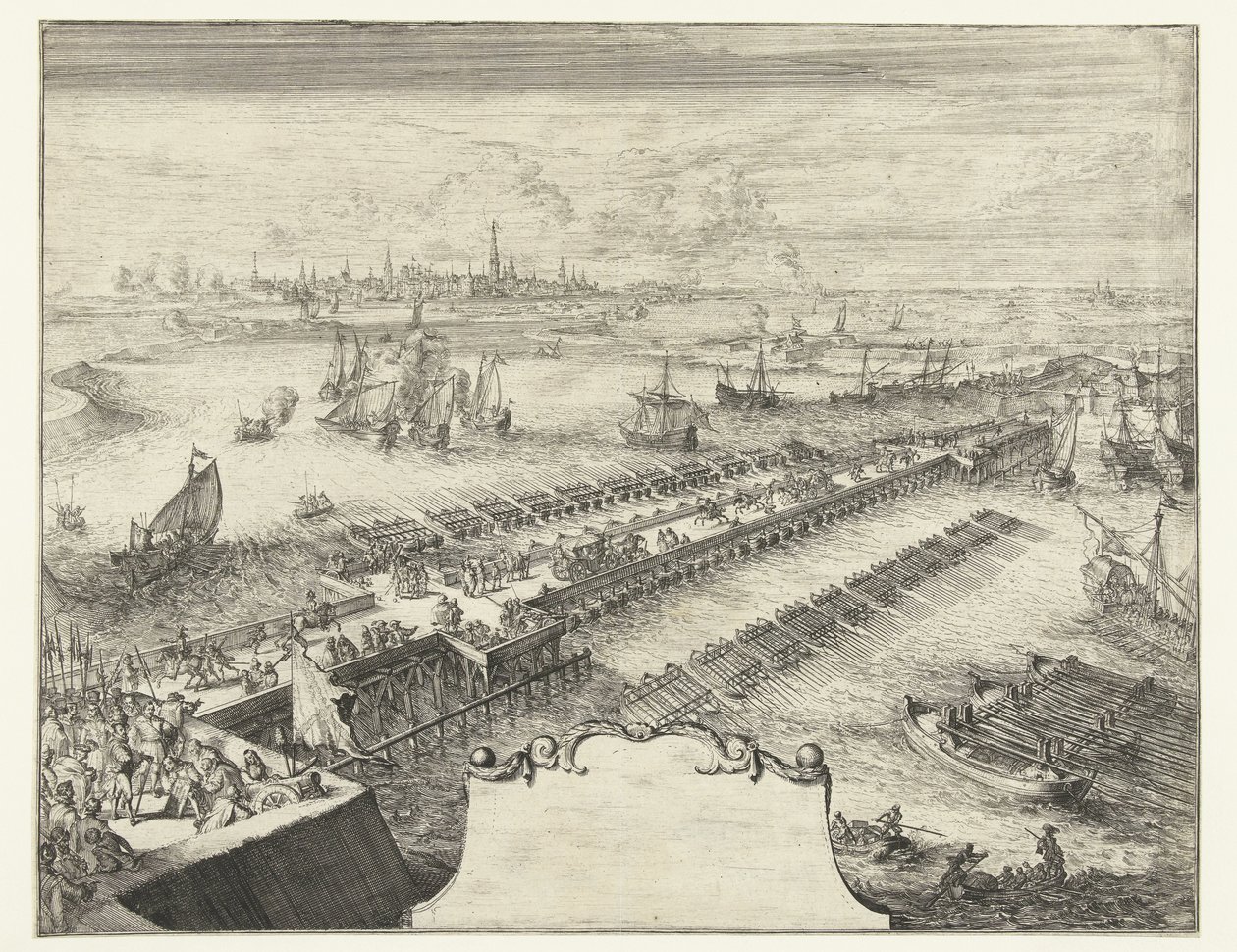 Ponte di barche di Parma sullo Schelda, 1585 da Romeyn de Hooghe