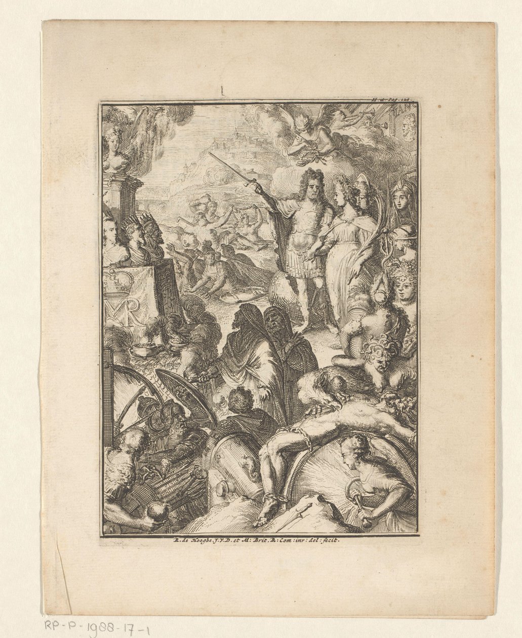 Statolder Guglielmo III e Maria Stuart tra figure mitiche da Romeyn de Hooghe