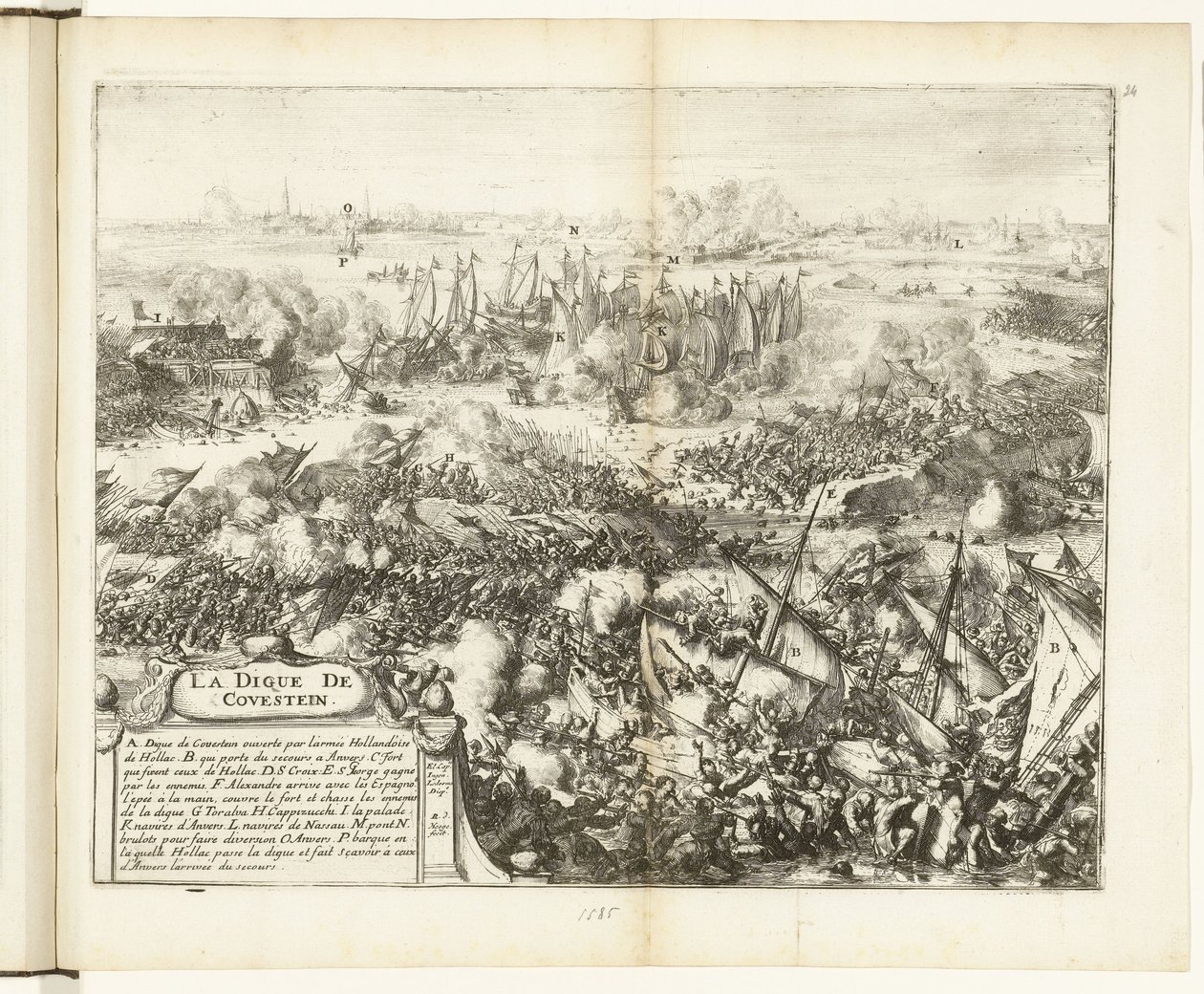Battaglia per la diga di Kauwenstein, 1585 da Romeyn de Hooghe