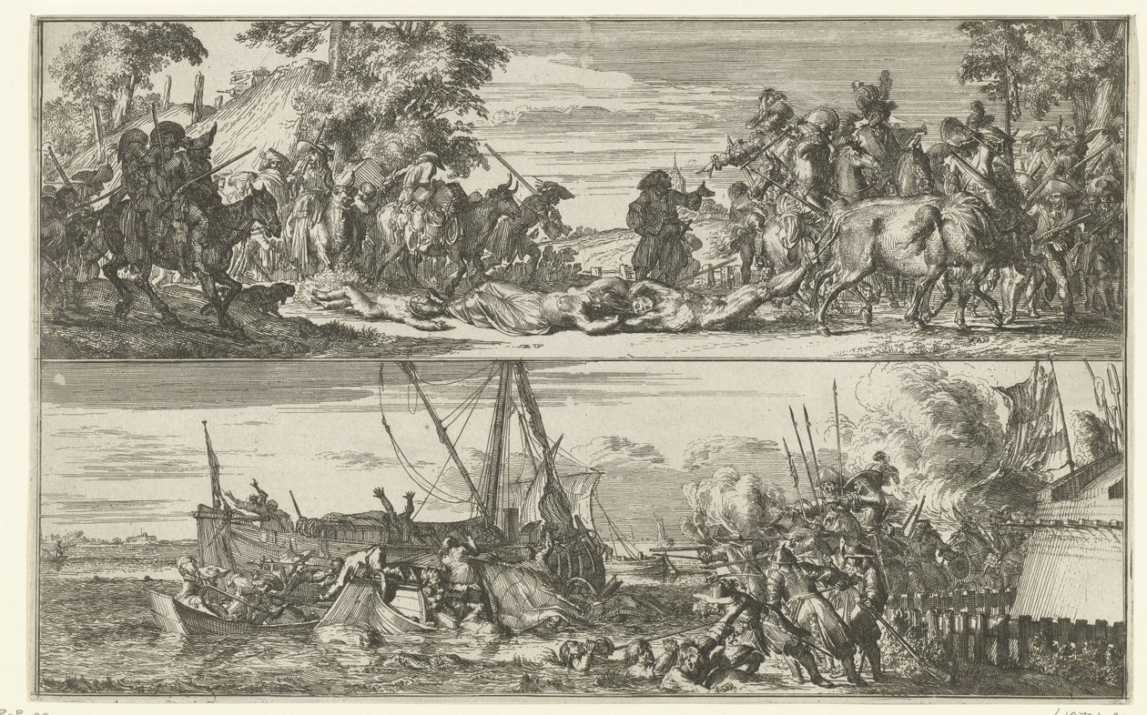 Due rappresentazioni di crudeltà francesi, 1672 da Romeyn de Hooghe