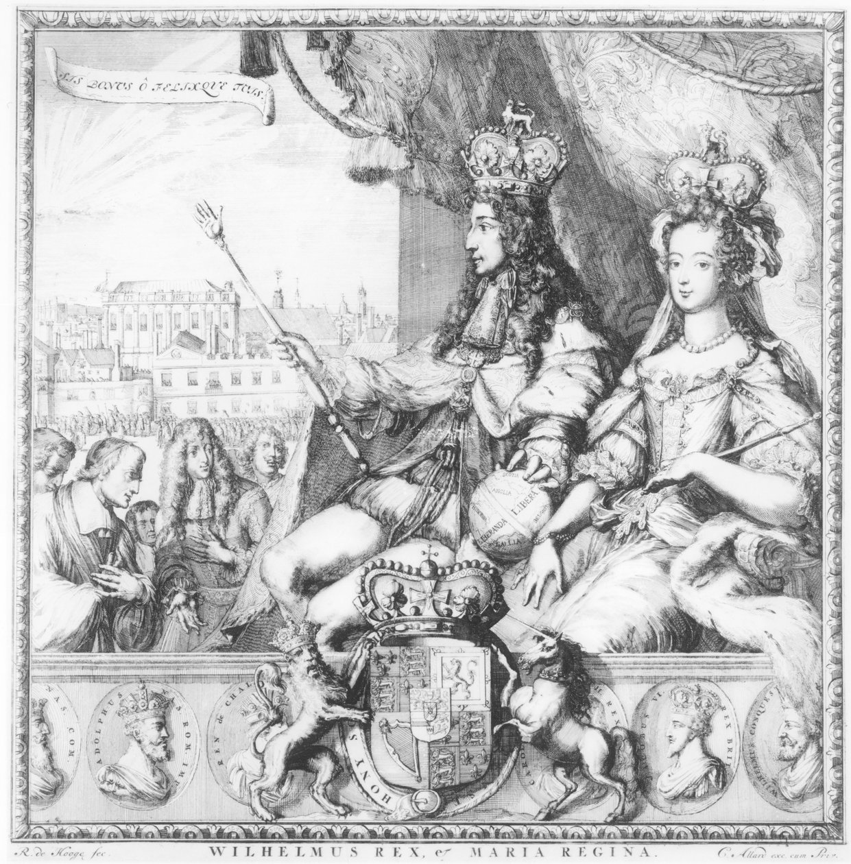 Guglielmo III (1650-1702) e Maria II (1662-94) incisi dall