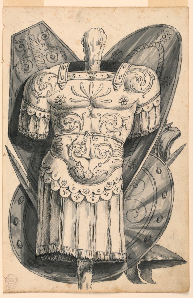 Disegno, Trofeo con armi, 1830-1850 da Romolo Achille Liverani