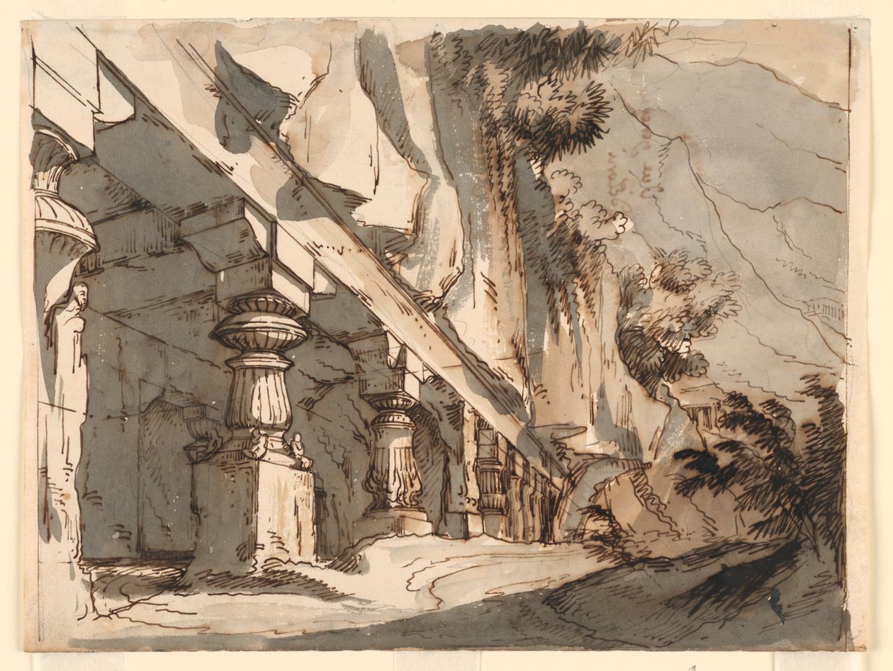 Scenografia, Grotta e Tempio da Romolo Achille Liverani