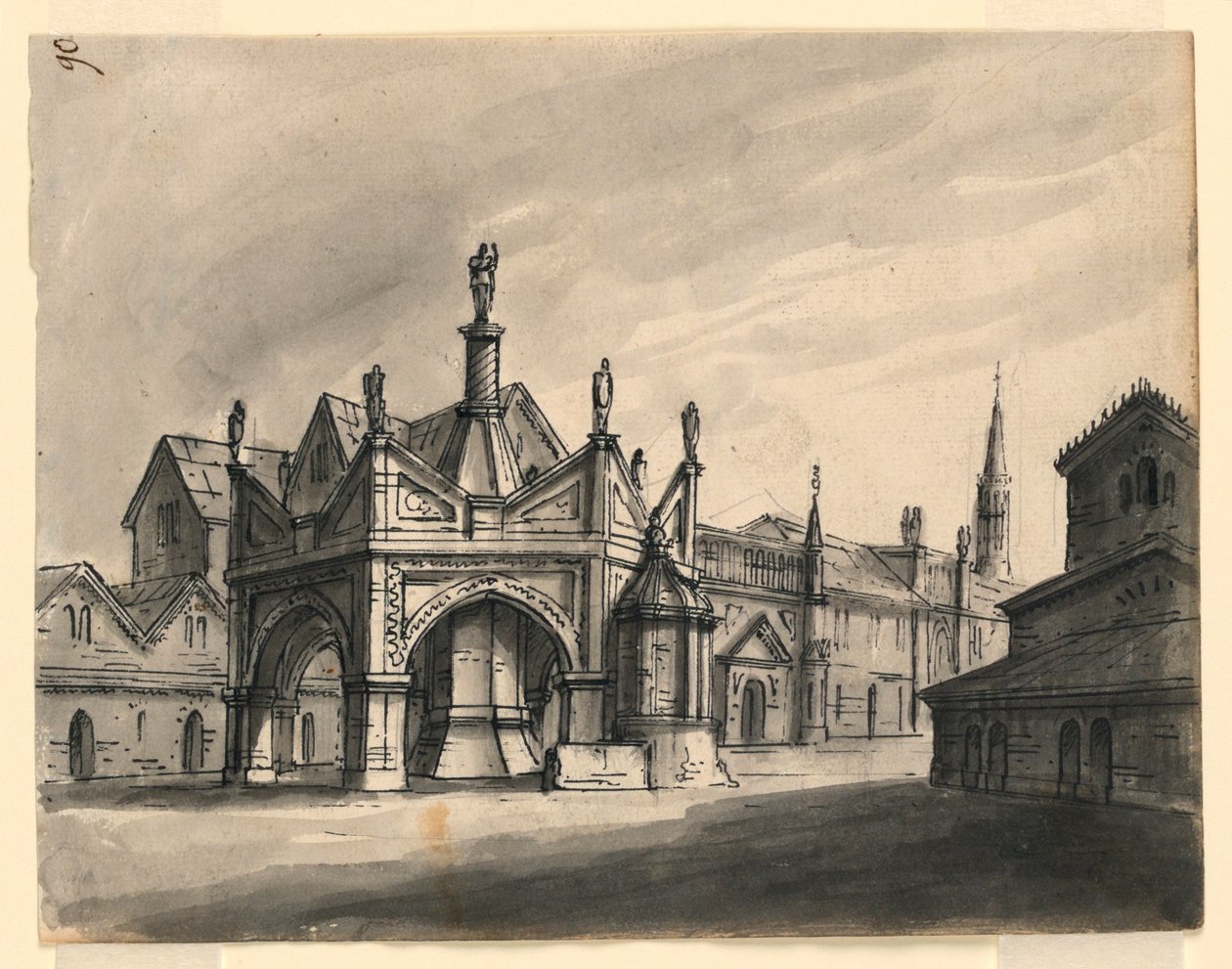 Scenografia, esterno di edifici gotici da Romolo Achille Liverani