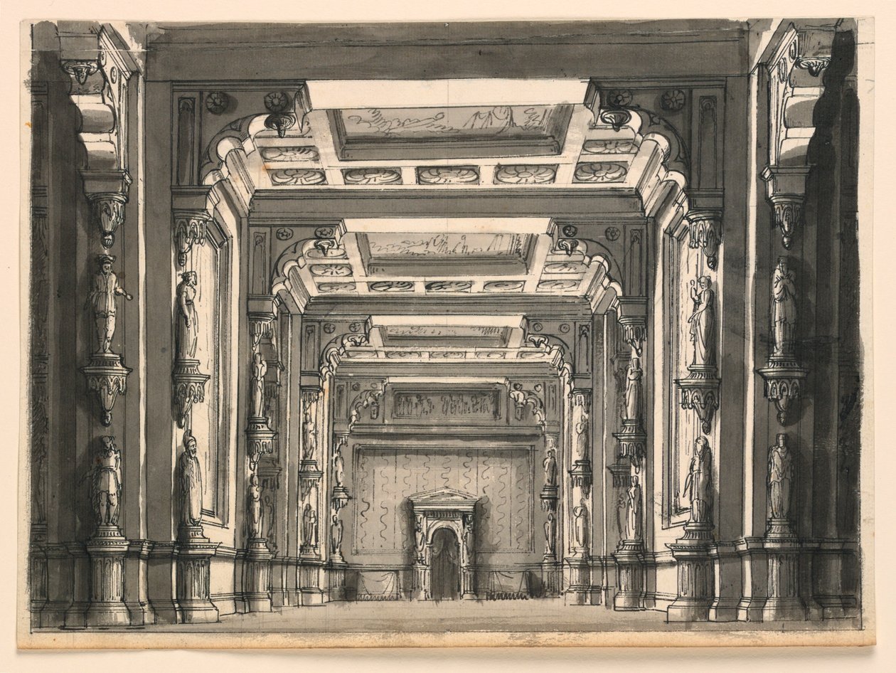 Progetto scenico, interno di una sala gotica da Romolo Achille Liverani