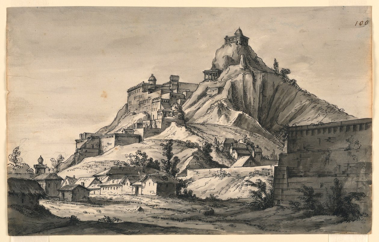 Scenografia, Montagna con Città sui Pendii da Romolo Achille Liverani