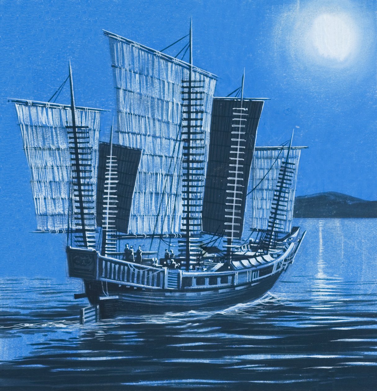 Nave cinese (gouache su carta) da Ron Embleton