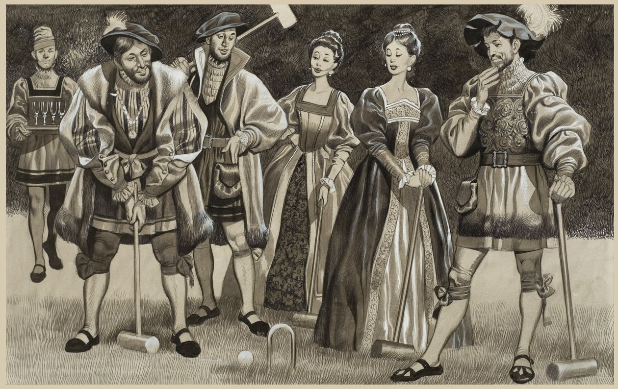 Francesco I (1494-1547) Giocare a croquet (gouache su carta) da Ron Embleton