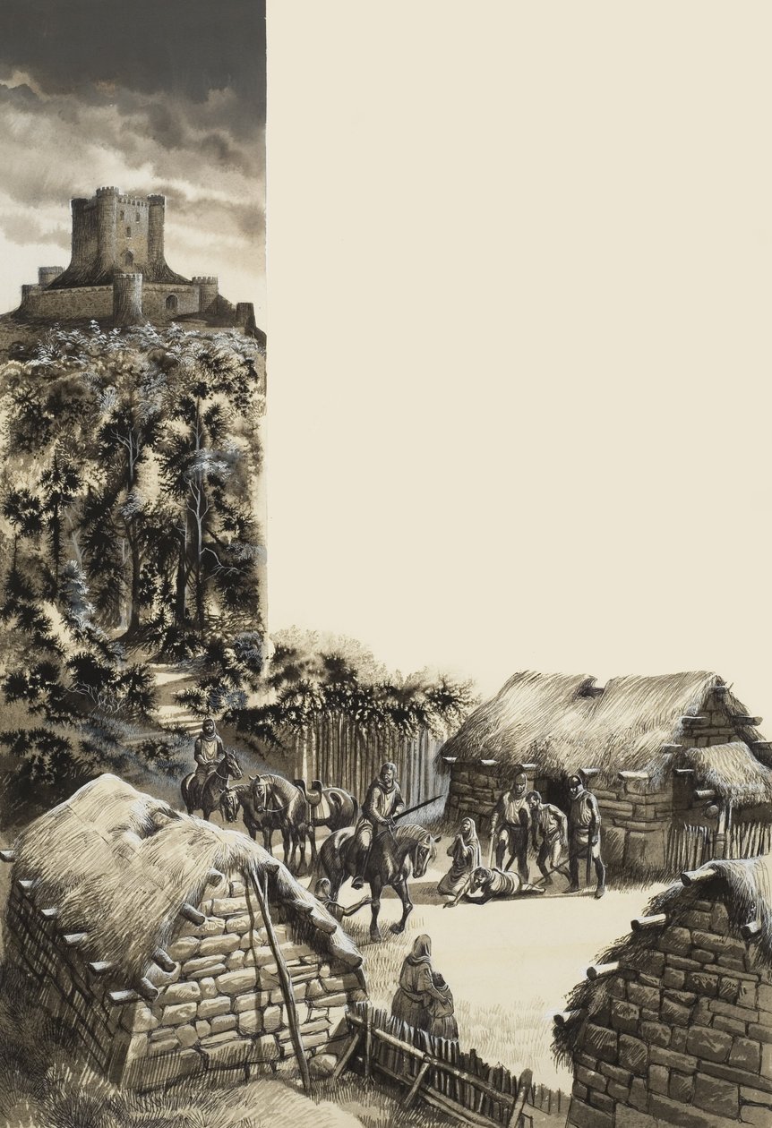 Villaggio medievale (gouache su carta) da Ron Embleton