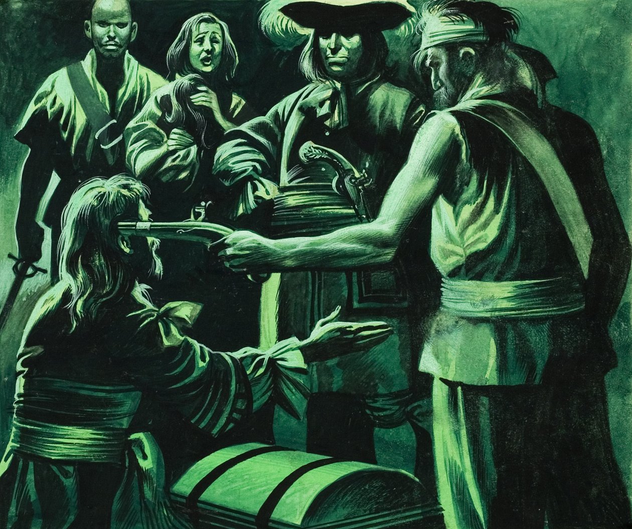 Sir Henry Morgan e il forziere del tesoro (gouache su carta) da Ron Embleton