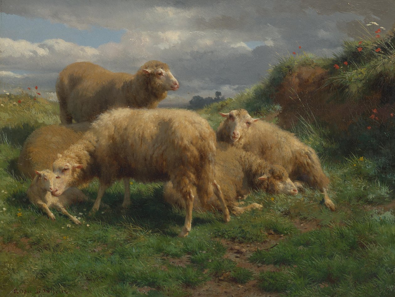 Un paesaggio con delle pecore da Rosa Bonheur