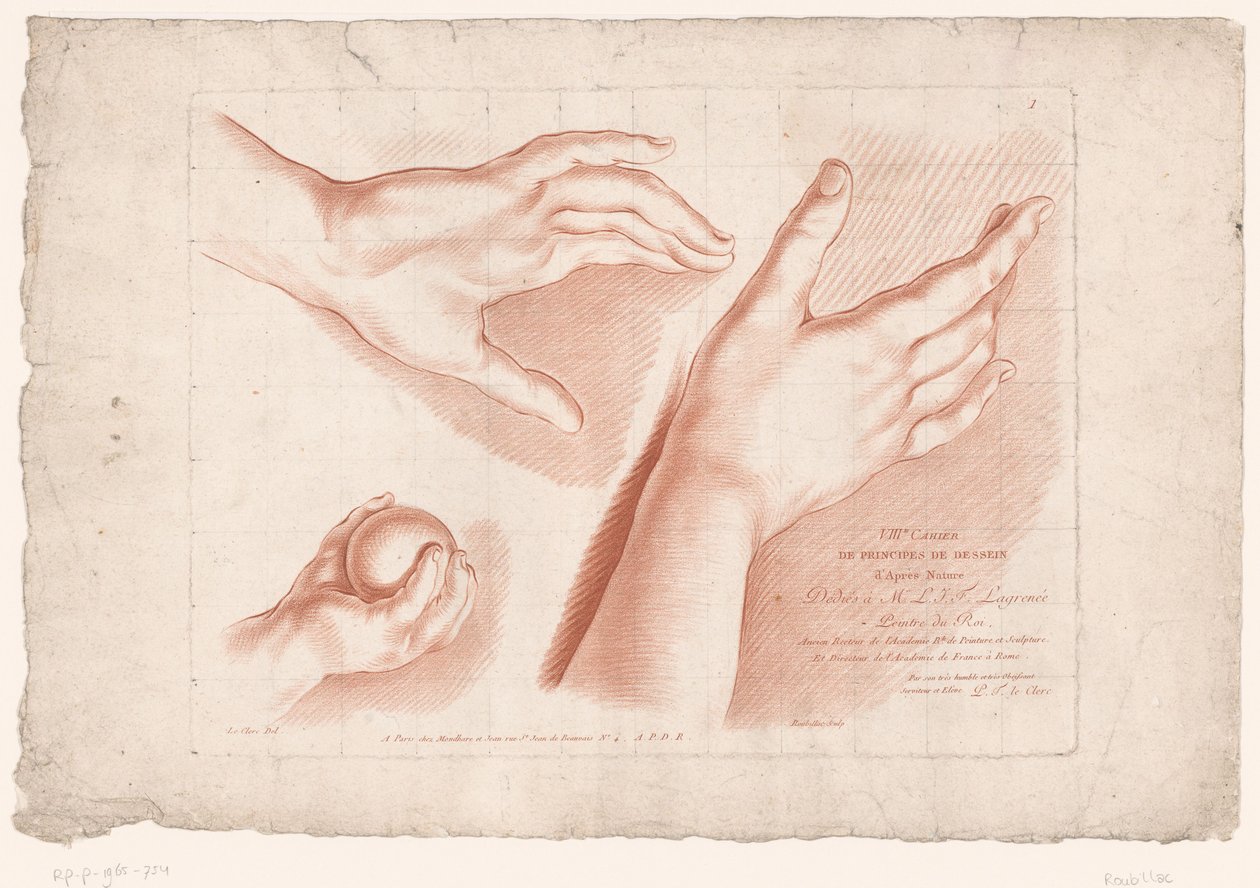 Frontespizio con tre mani da Louis François Roubillac