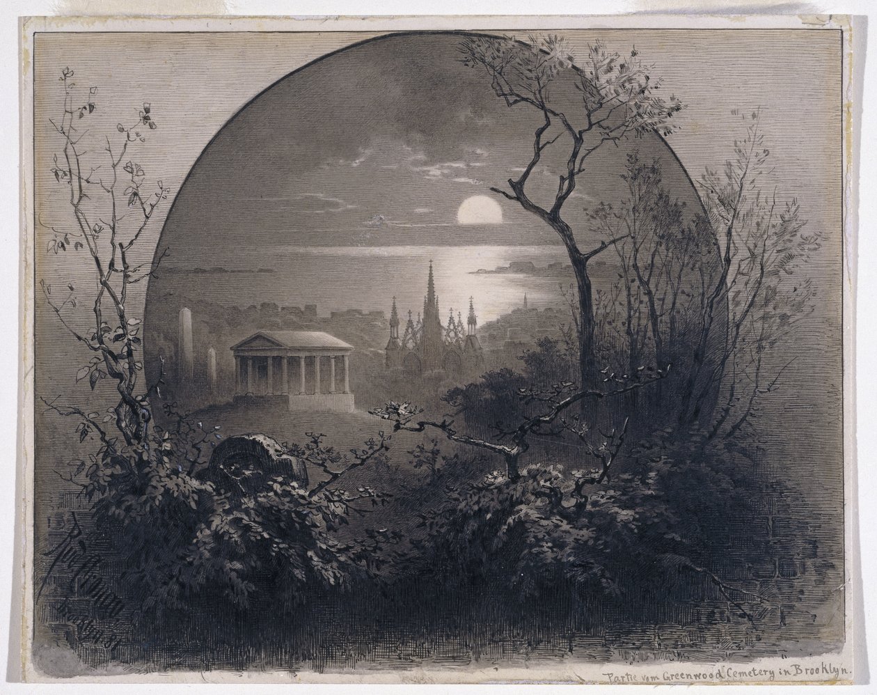 Vista dal Greenwood Cemetery, Brooklyn, 1881 da Rudolf Cronau