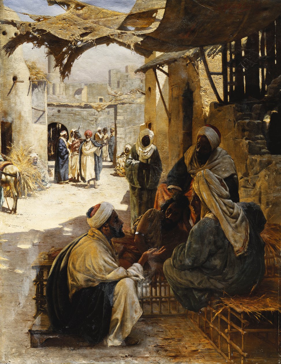 Arabi che conversano in una strada del villaggio, 1894 da Rudolf Der G. Swoboda