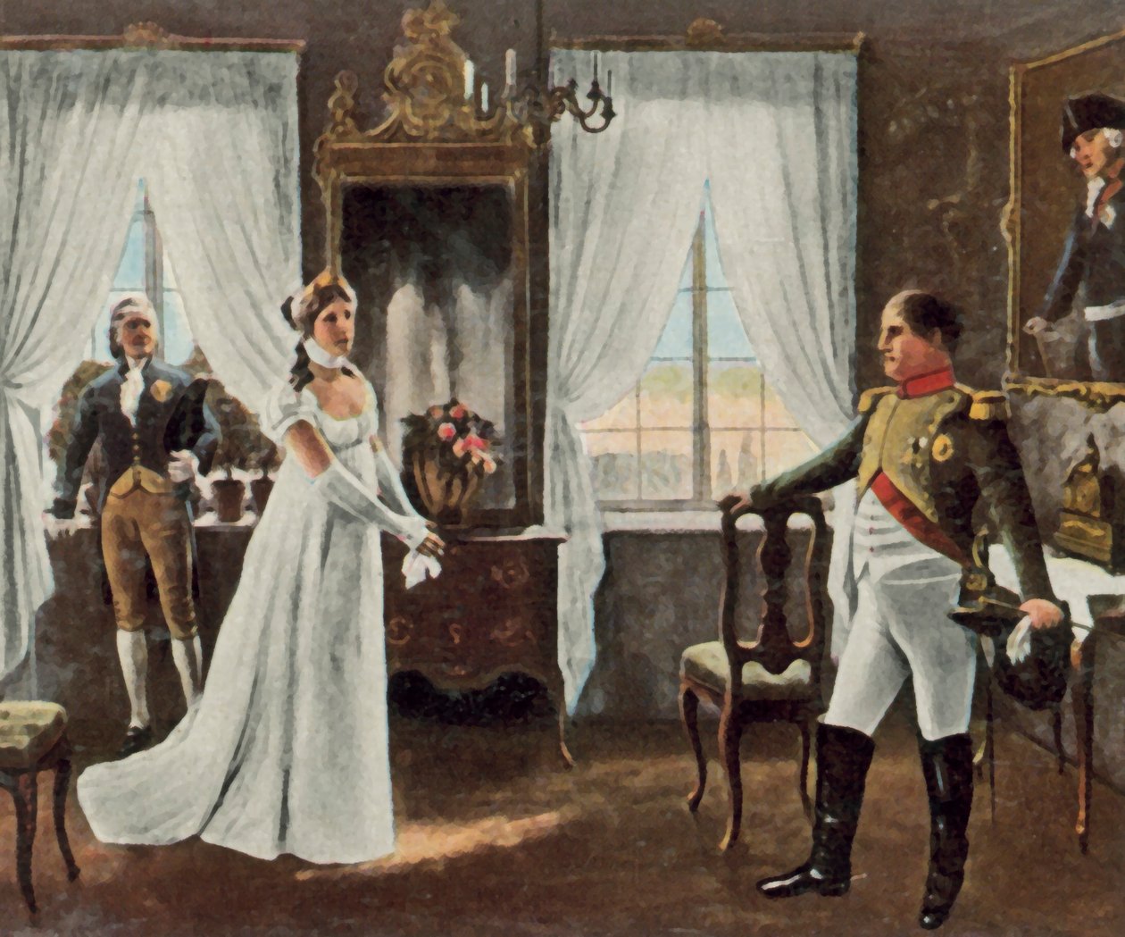 Incontro della regina Luisa con Napoleone I a Tilsit, 6 luglio 1807 (litografia a colori ingrandita) da Rudolf Eichstaedt