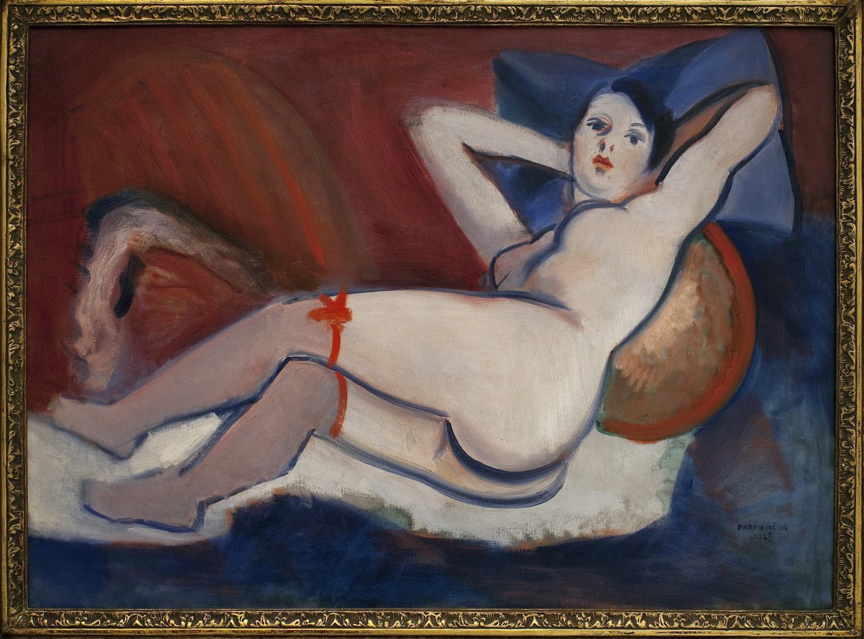 Donna che dorme. Dipinto di Rudolf Kremlicka (1886-1932) da Rudolf Kremlicka