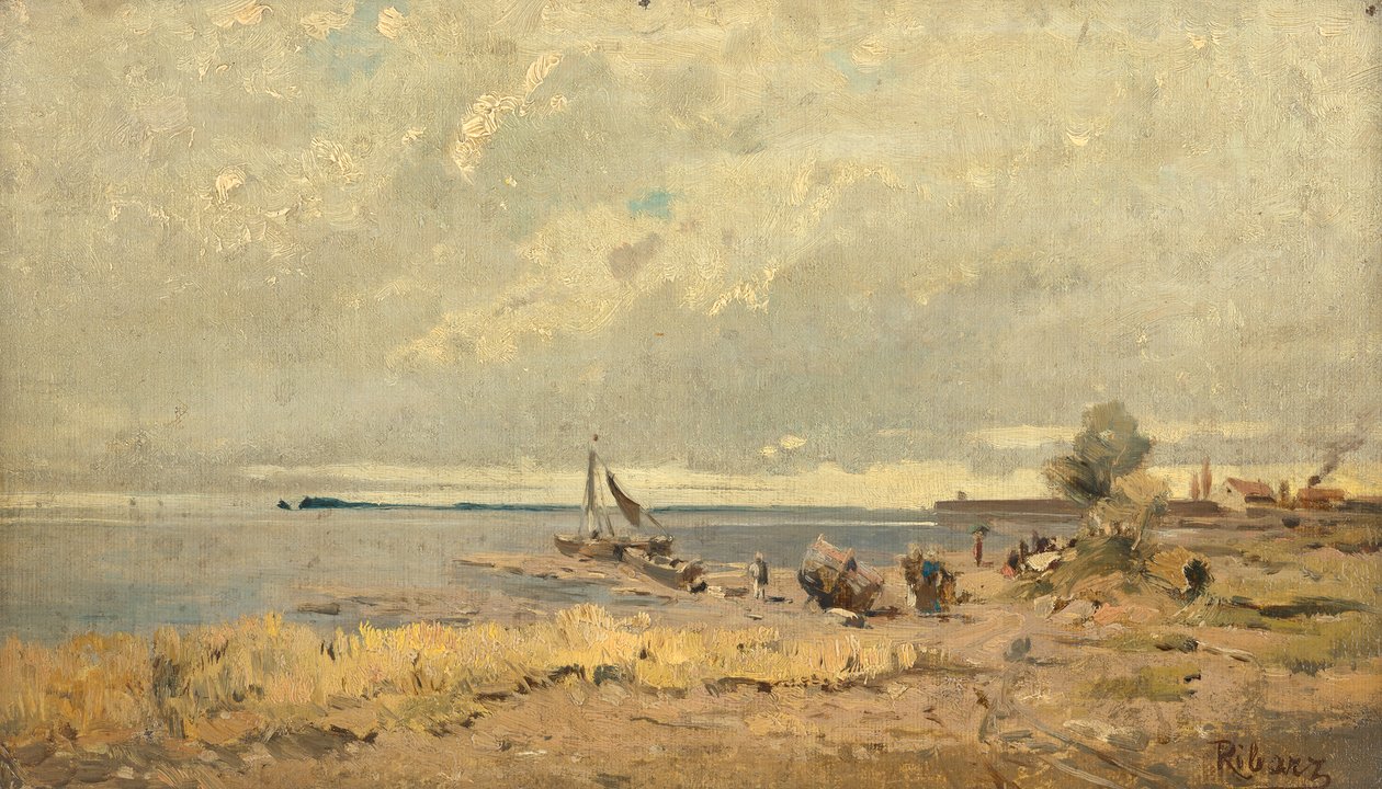 Paesaggio costiero con barche da Rudolf Ribarz