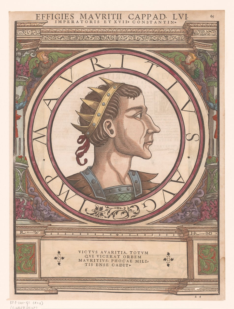 Ritratto di Mauritius Cappadocius in cornice architettonica da Rudolf Wyssenbach