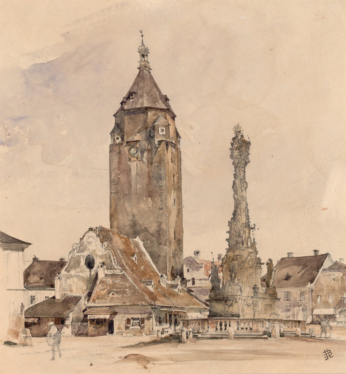 Il vecchio municipio di Korneuburg da Rudolf von Alt