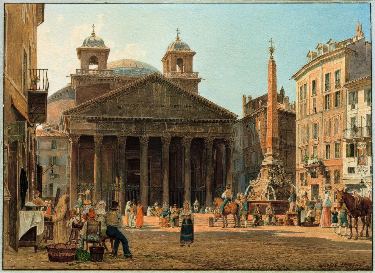 Il Pantheon e Piazza della Rotonda a Roma da Rudolf von Alt