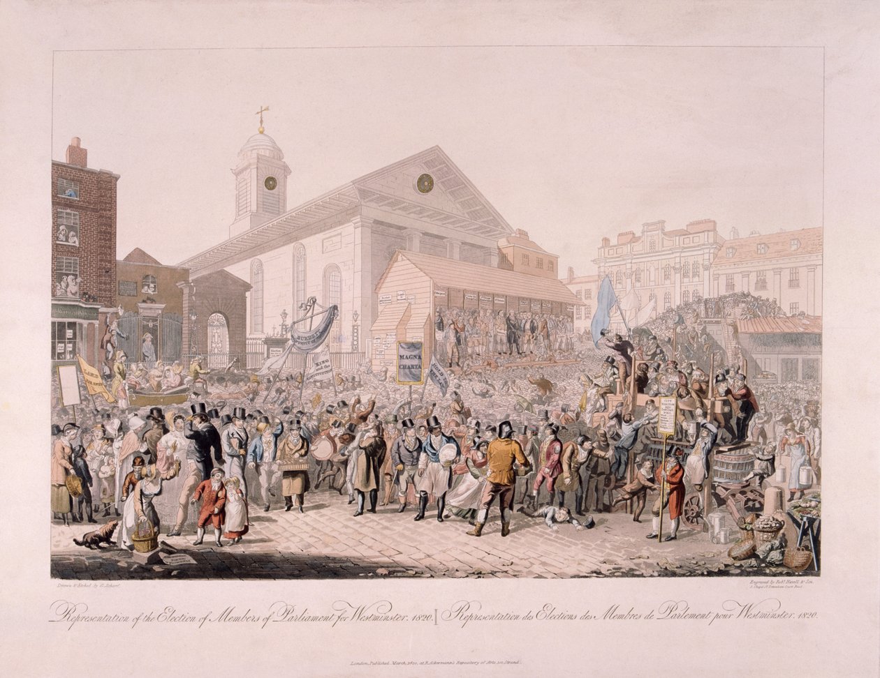 Elezioni a Covent Garden, Londra, 1818 da Rudolph Ackermann
