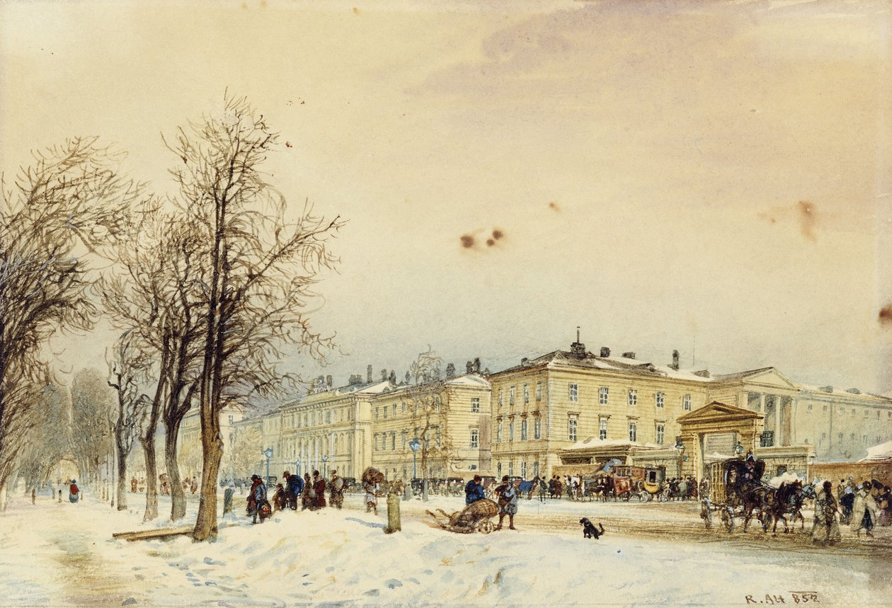 La stazione nord, Vienna; Der Nordbahnhof, Wien, 1852 da Rudolf von Alt