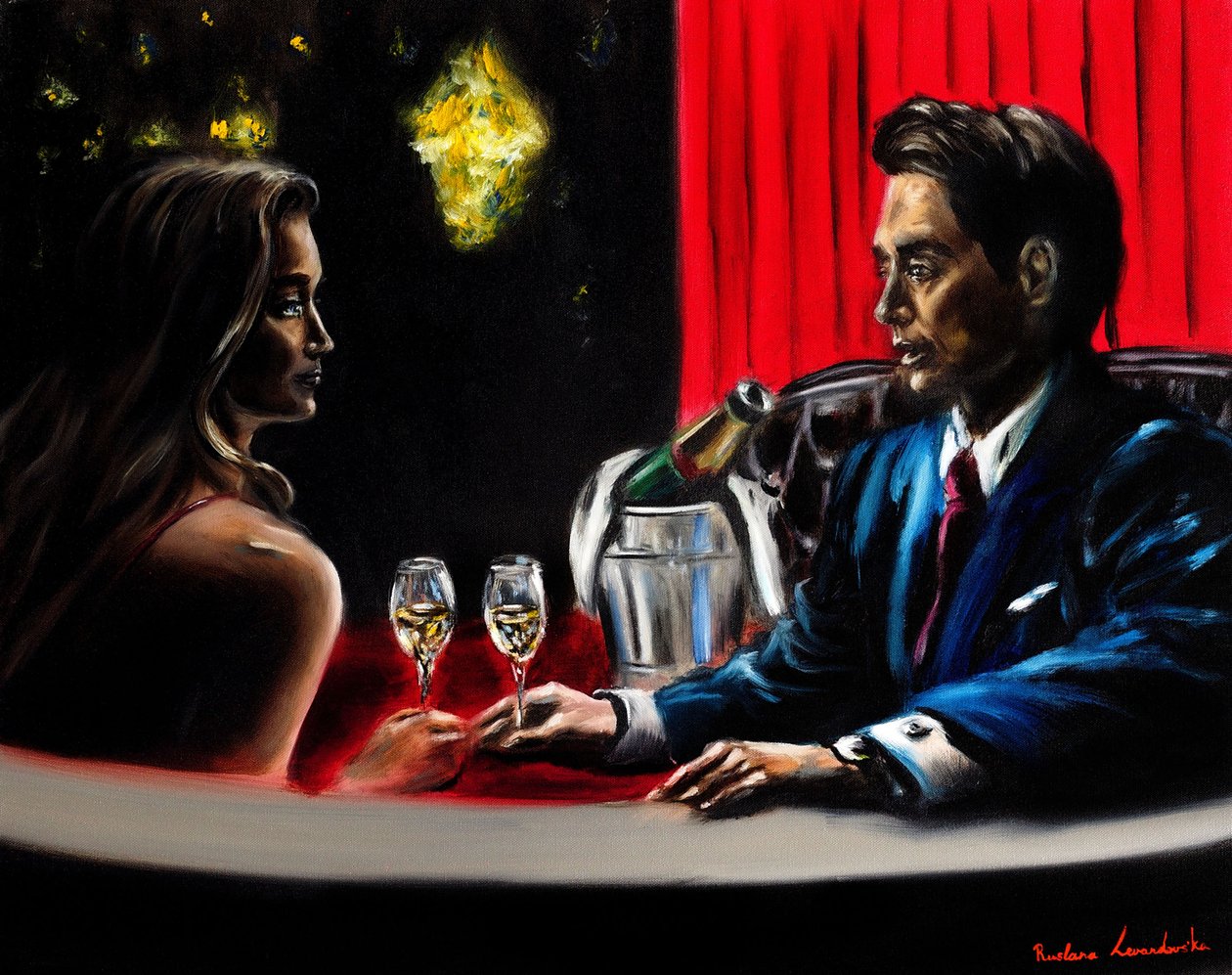 Sera insieme, 2024 (olio su tela) da Ruslana Levandovska