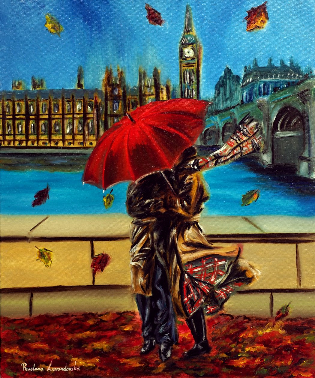 Abbraccio di Londra, 2025 (olio su tela) da Ruslana Levandovska