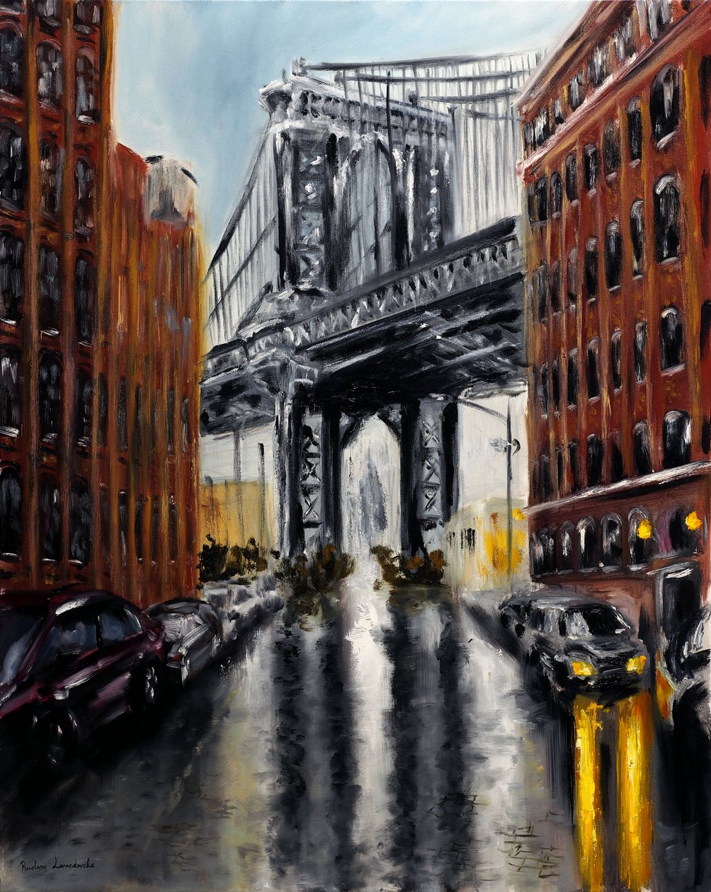 Ponte di Manhattan DUMBO New York, 2021 (olio su tela) da Ruslana Levandovska