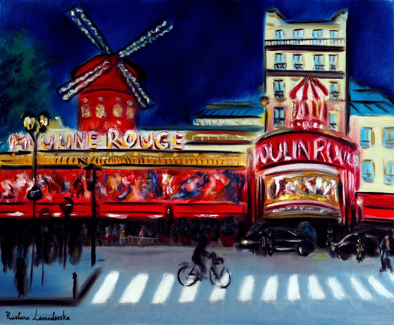 Moulin Rouge Evening Paris, 2024 (olio su tela) da Ruslana Levandovska