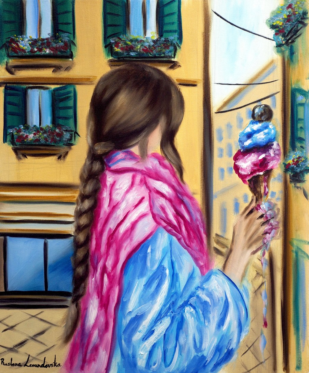 La ragazza con il gelato, 2025 (olio su tela) da Ruslana Levandovska