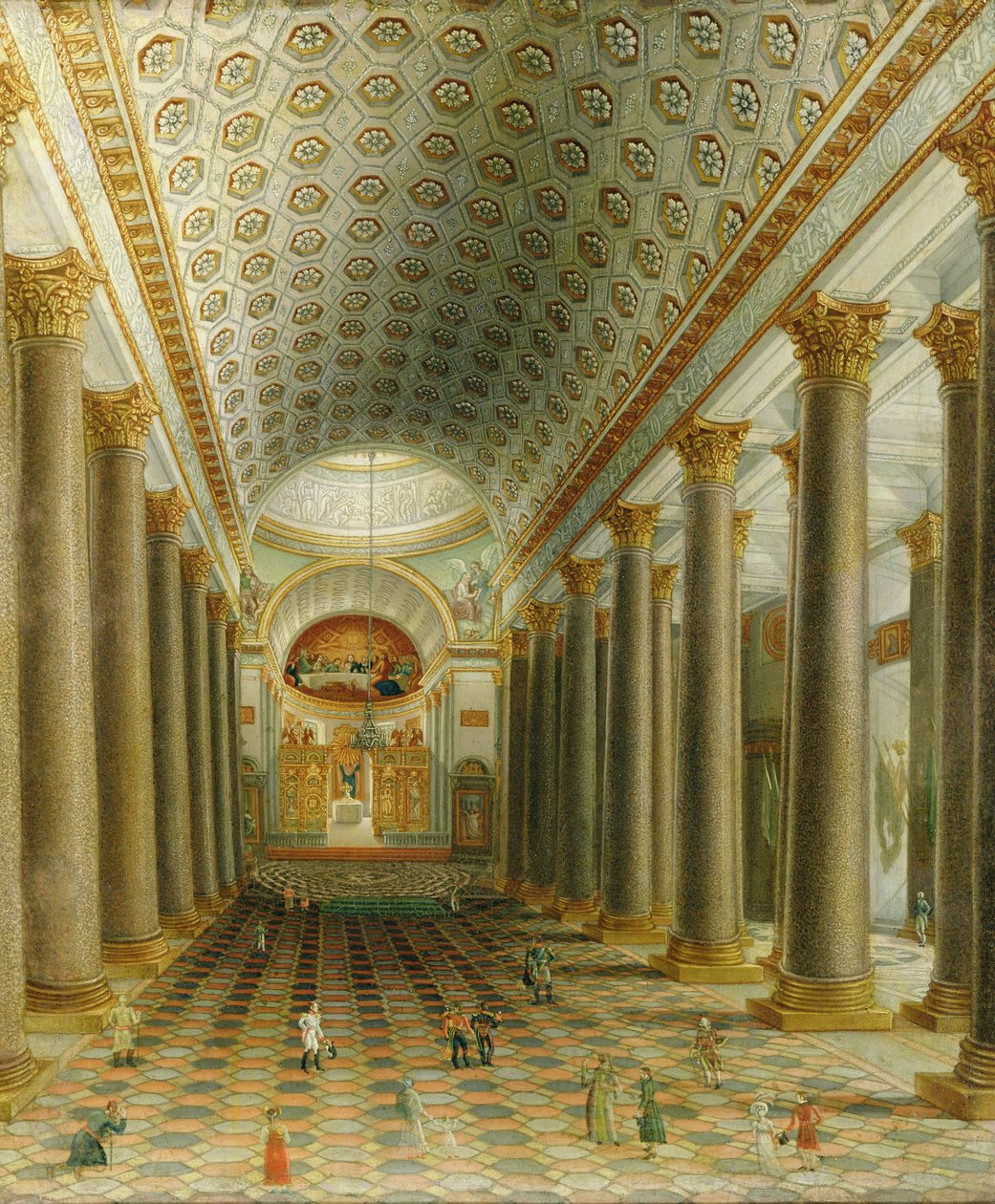 Vista interna della Cattedrale di Kazan a San Pietroburgo da Russian School